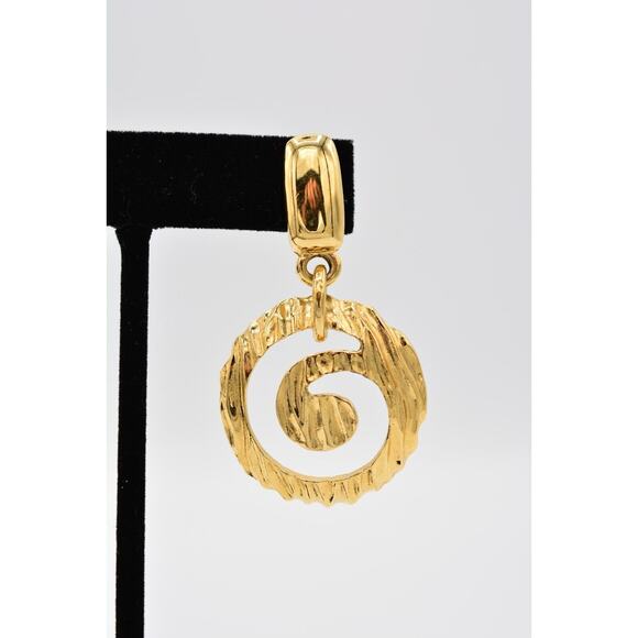 Givenchy Vintage Dangle Earrings Brushed Gold Dangle Shiny Signed 1980s BinAK - Picture 7 of 12